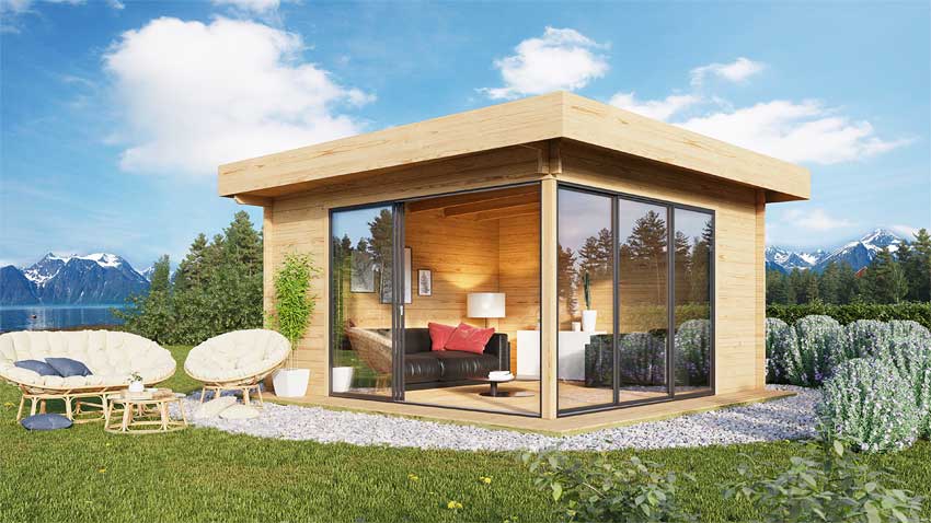 Top Design: Ein Gartenhaus mit Alu-Schiebetüren