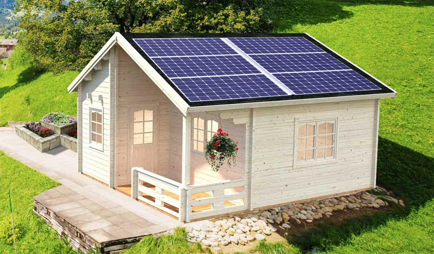 Gartenhaus mit Solarzellen